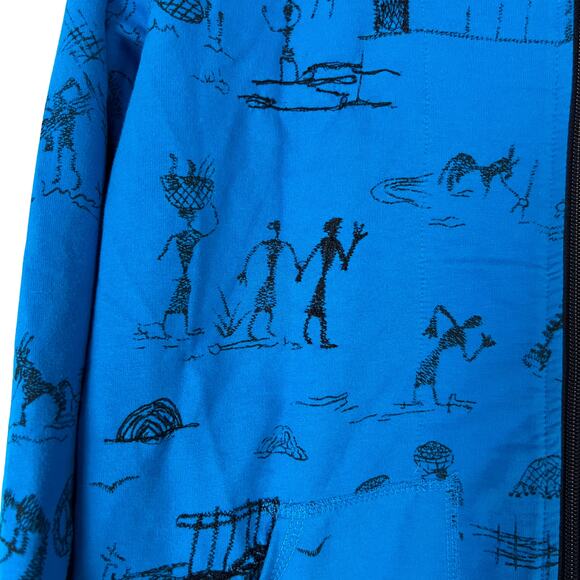 Chico’s Spa Blue Zip Front Jacket Size 1 (M) Abstract Embroidered Print - Picture 4 of 6